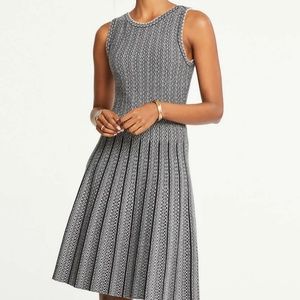Ann Taylor Jacquard Pleated Flare Sweater Dress